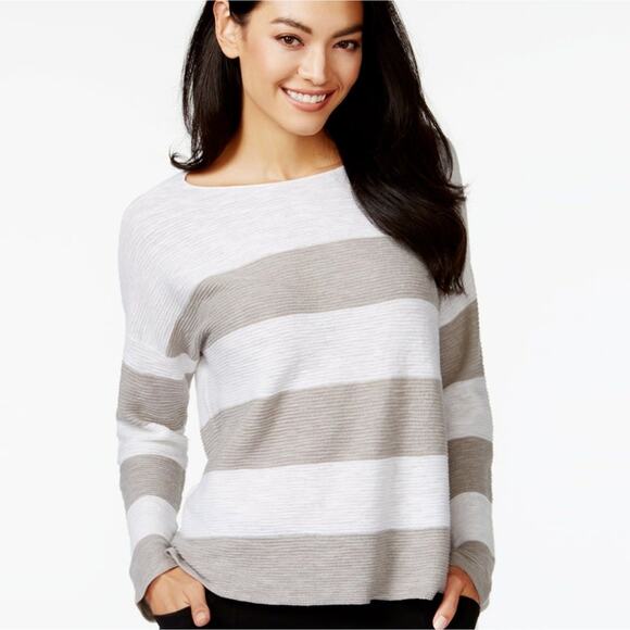 Eileen Fisher Organic Linen Striped Knit Top Plus Size XL - Picture 1 of 6